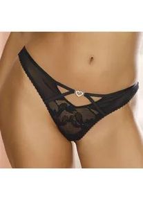 String Lascana "Dalia" Gr. 44/46, schwarz Damen Unterhosen mit feinen Strasssteinchen und Spitze