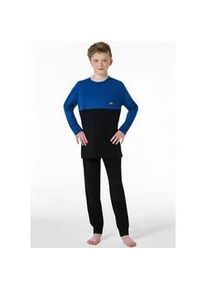 Schlafanzug Schiesser Gr. 152, blau (indigo) Kinder Homewear-Sets mit color-block Oberteil