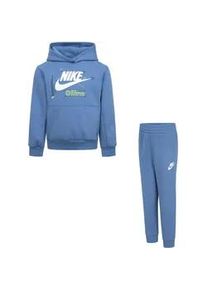 Jogginganzug Nike SPORTSWEAR "KNB B NSW HBR FUTURA PO PANT S" Gr. 122 (7), blau (Nike aegean) Kinder Sportanzüge