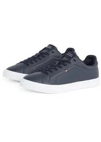 Plateausneaker Tommy Hilfiger "ICON COURT LTH FLAG ESS" Gr. 46, blau (dunkelblau) Herren Schuhe Freizeitschuh, Halbschuh, Schnürschuh mit kleiner Logoflagge