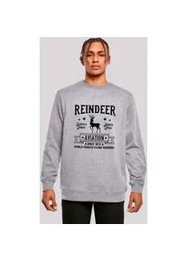 Sweatshirt F4NT4STIC "Reindeer Aviation Retro Weihnachten Sign" Gr. 5XL, grau (erdgrau) Herren Sweatshirts Premium Qualität, Christmas Collection