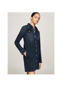 Jeanskleid Tommy Jeans "A-LINE DRESS DH6168" Gr. XL (42), N-Gr, blau (dunkelblau) Damen Kleider mit Used-Waschung