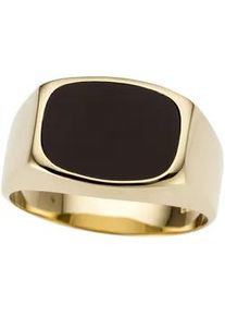 Siegelring Firetti "Schmuck Geschenk Gold 585 Herrenring Goldring" Fingerringe Gr. 20, Gelbgold 585, 5mm, schwarz (gelbgoldfarben-schwarz + schwarz) Herren mit Onyx