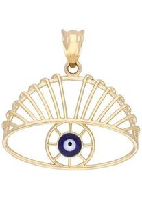 Ketten-Anhänger Firetti "Schmuck Geschenk Gold 375 "Nazar - blaues Auge" Anhänger Halskette" Schmuckanhänger Gr. Gelbgold 375, 0,84 g, bunt (gelbgoldfarben-blau-weiß-schwarz) Damen