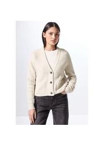 Cardigan STREET ONE STUDIO Gr. 46, beige (oak melange) Damen Strickjacken mit V-Ausschnitt