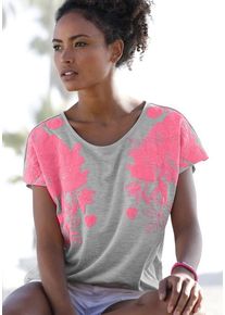 Vivance T-Shirt grau Gr. 32/34 für Damen. Rundhals und Druck. Figurumspielend