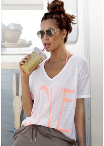 Vivance V-Shirt mehrfarbig Gr. 32/34 für Damen. V-Ausschnitt und Druck. Figurumspielend