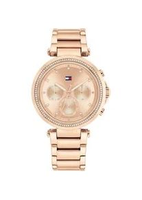 Multifunktionsuhr Tommy Hilfiger "Emily" Armbanduhren rosegold (roségoldfarben) Damen Quarzuhr, Armbanduhr, Damen, Datum, Glaskristalle, Edelstahlarmband