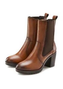 Stiefelette Lascana Gr. 38, braun Damen Schuhe aus Leder im Chelsea-Look, Stiefel, Boots