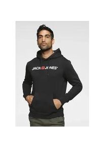 Jack & Jones Kapuzensweatshirt JACK & JONES "Logo Hoodie Oldschool" Gr. L (50), schwarz Herren Sweatshirts