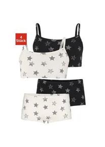 Set: Bustier Vivance Gr. 158/164, N-Gr, schwarz (schwarz, creme) Kinder BH-Sets mit Sternendruck