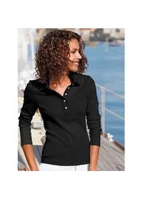 Langarm-Poloshirt Casual Looks "Poloshirt" Gr. 40, schwarz Damen Shirts