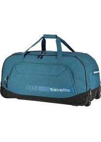 Reisetasche Travelite "KICK OFF XL, 77 cm" Gr. B/H/T: 77cm x 41cm x 38cm, blau (petrol) Taschen Duffle Bag Reisegepäck Sporttasche Reisebag mit Trolleyfunktion