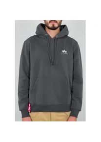 Kapuzensweatshirt Alpha Industries "Hoody Small Logo" Gr. M, grau (grau, schwarz) Herren Sweatshirts