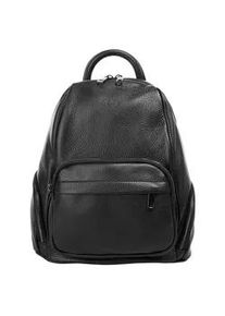 Cityrucksack CLUTY Gr. B/H/T: 30cm x 27cm x 13cm, schwarz Rucksäcke echt Leder, Made in Italy