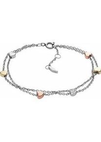 Edelstahlarmband Fossil "Herzen, VINTAGE MOTIFS, JF02854998" Armbänder Gr. Edelstahl, rosegold (silberfarben-goldfarben-roségoldfarben + kristallweiß) Damen mit Glasstein