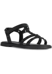 Sandale Geox "J SANDAL KARLY GIRL" Gr. 31, schwarz Kinder Schuhe Sommerschuh, Klettschuh, Sandalette, mit Blütenapplikation