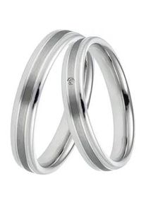 Trauring DOOSTI "Schmuck Geschenk Silber 925 Ehering Partnerring LIEBE" Fingerringe Gr. 58, ohne Brillant, Silber 925 (Sterlingsilber), 4mm, silberfarben Made in Germany, wahlweise mit oder ohne Brillant