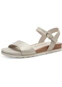 Sandalette Tamaris Gr. 37, beige (champagner) Damen Schuhe Keilabsatz, Sommerschuh, Riemchensandale mit Klettverschluss