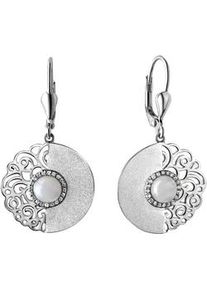 Paar Ohrhänger Vivance "925-Sterling Silber rhodiniert Zirkonia und Achat" Ohrringe Gr. ONE-SIZE, Silber 925 (Sterlingsilber), weiß (weiß + hellblau) Damen