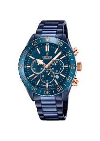 Chronograph Festina "Keramik Kollektion, F20576/1" Armbanduhren blau (metallicblau) Herren Armbanduhr, Quarzuhr, Herrenuhr, Stoppfunktion, Edelstahlarmband