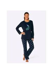 Schlafanzug Comtessa Gr. 40/42, blau (marine, blaugrün, bedruckt) Damen Homewear-Sets