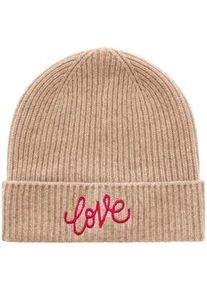 Beanie Zwillingsherz "Beanie mit Love Stickerei" beige (mittelbeige) Damen Mützen mit dekorativer Stickerei