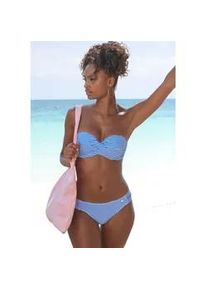 Bügel-Bandeau-Bikini s.Oliver Gr. 32, Cup A, blau (hellblau-weiß) Damen Bikini-Sets in getwisteter Optik