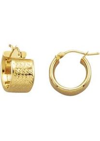 Paar Creolen Firetti "Schmuck Geschenk Gold 375 Ohrschmuck Ohrringe Struktur" Gr. Gelbgold 375, goldfarben (gelbgoldfarben) Damen