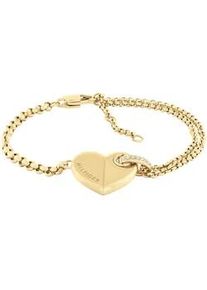 Armkette Tommy Hilfiger "BOLD HEARTS, Herz, 2780928, 2780929" Armbänder Gr. Edelstahl, goldfarben (gelbgoldfarben-weiß + weiß) Damen mit Glasstein