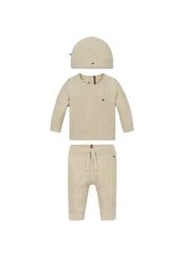 Shirt, Hose, Jacke & Mütze Tommy Hilfiger "CABLE KNITTED SET GIFTBOX" Gr. 74, beige (classic beige) Baby KOB Set-Artikel mit Zopfmuster, Raglanärmeln