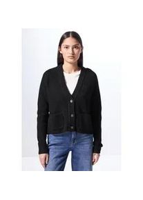 Cardigan STREET ONE STUDIO Gr. 44, schwarz Damen Strickjacken mit V-Ausschnitt