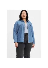 Levi's Jeansbluse LEVI'S PLUS "ESSENTIAL WESTERN" Gr. XXL (46), blau (going steady) Damen Blusen mit zwei Brusttaschen und Druckknöpfen