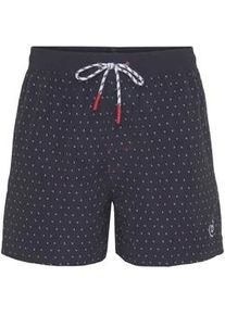 Badeshorts Bugatti Gr. M (50), N-Gr, blau (marine-weiß) Herren Badehosen Kordelzug mit Ösen