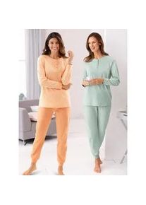 wäschepur Schlafanzug WÄSCHEPUR Gr. 52/54, bunt (apricot + kalkmint) Damen Homewear-Sets