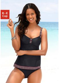 Lascana Damen Tankini-Top "Daisy", schwarz, Gr. 40, unifarben, Polyamid, Bikini-Oberteile, in extra langer Form