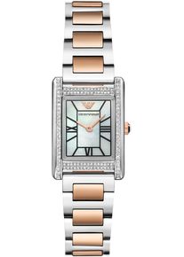 Emporio Armani Damen Quarzuhr, rosa, Armbanduhren, Armbanduhr, Damenuhr, Lederarmband, analog