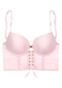 JETTE Damen Push-up-BH, Gr. 70, rosa, Spitze, Obermaterial: 82% Polyamid, 9% Elasthan, 9% Polyester, sexy, BHs, in hübscher Bustier-Form, sexy Dessous