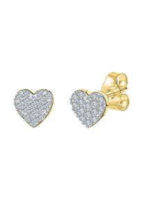Vivance Damen Paar Ohrstecker "375/- Gelbgold bicolor Herz Zirkonia", ONE-SIZE, Gold, bunt, Gold, Ohrringe