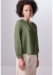 Damen Langarmbluse, grün, casual, Gr. 34, STREET ONE STUDIO, unifarben, Stoff, 100% Viskose, Blusen, aus softer Viskose