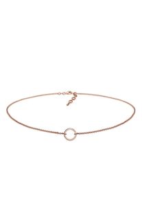 Elli Damen Collier "Choker Anhänger Kreis Rund 925 Silber", 38, Silber 925 (Sterlingsilber), L: 38cm, rosa, Silber 925 (Sterlingsilber), Halsketten