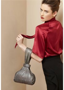 Gretchen Damen Henkeltasche, grau, Leder, Taschen, aus italienischem Kalbsleder