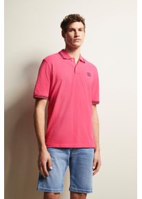 Bugatti Herren Poloshirt, pink, casual, Gr. S, 100% Baumwolle, Shirts, mit Kontraststreifen