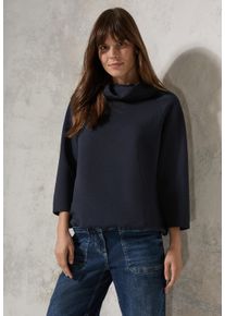 Cecil Damen Rollkragenshirt, blau, casual, Gr. XL, unifarben, Stoff, 85% Polyester, 13% Viskose, 2% Elasthan, Shirts, mit 3/4 Ärmeln