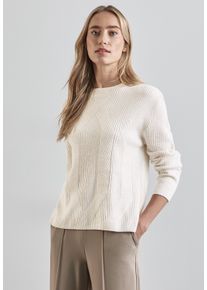 Street One Damen Strickpullover, weiß, casual, Gr. 46, unifarben, Web, 35% Baumwolle, 32% Polyacryl, 28% Polyester, 5% Elasthan, Pullover, mit