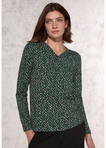 Cecil Damen Langarmshirt, grün, casual, Gr. XXL, Minimalmuster, Web, Stoff, 50% Baumwolle, 50% Modal, Shirts, mit Muster