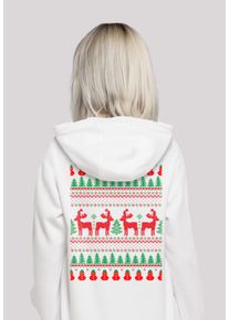 F4NT4STIC Damen Kapuzenpullover "Christmas Weihnachten Reindeers", weiß, casual, Gr. S, Obermaterial: 65% Baumwolle, 35% Polyester, Pullover, Premium