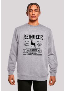 F4NT4STIC Herren Sweatshirt "Reindeer Aviation Retro Weihnachten Sign", grau, casual, Gr. XXXL, Obermaterial: 50% Baumwolle, 50% Polyester,