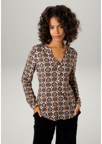 Aniston CASUAL Damen Schlupfbluse, bunt, modisch, Gr. 38, gemustert, bedruckt, Single Jersey, Obermaterial: 95% Viskose, 5% Elasthan, Blusen, mit