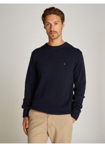 Tommy Hilfiger Herren Strickpullover "CHUNKY COTTON C NECK", blau, casual, Gr. S, unifarben, Strick, Obermaterial: 100% Baumwolle, Pullover, mit